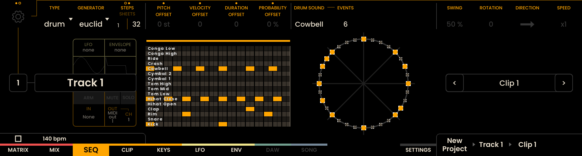 Drum Piano Roll Euclidean Screenshot