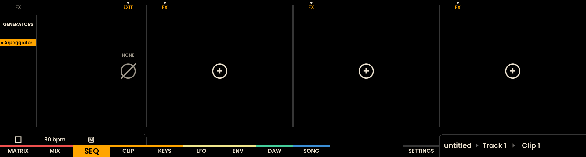MIDI FX Menu
