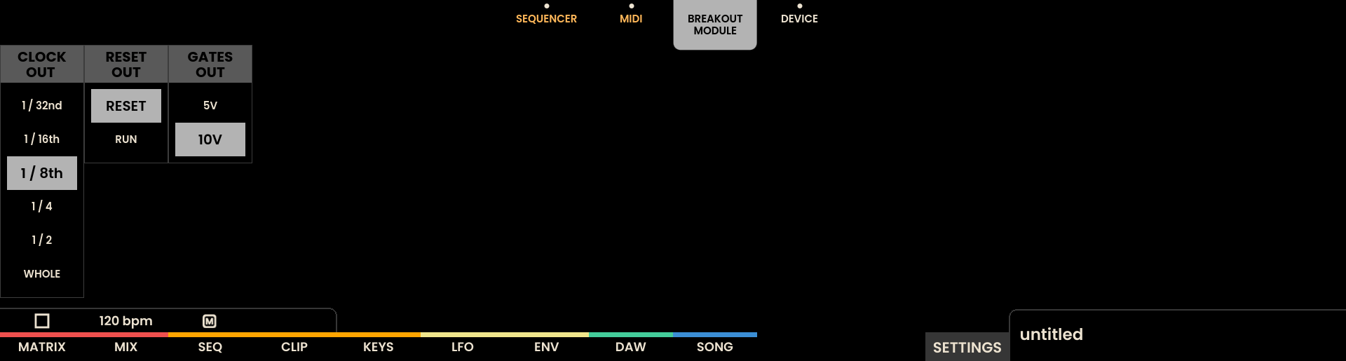 Settings Page Interface