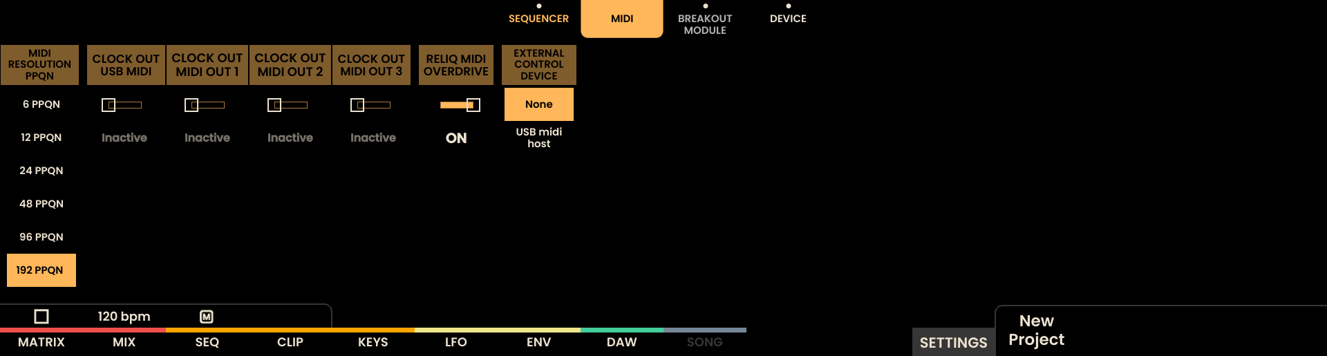 Settings Page Interface