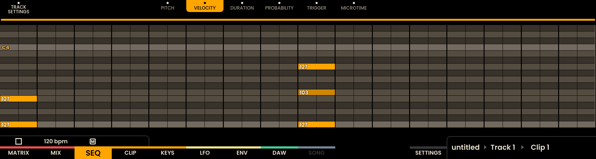 Velocity Piano Roll Screenshot